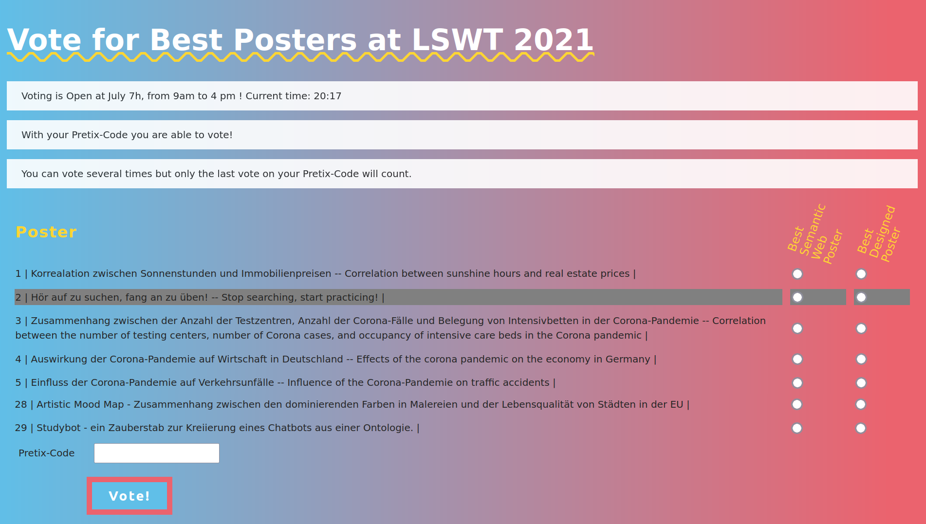 LSWT Voting-App: Color- and Typo-Design
