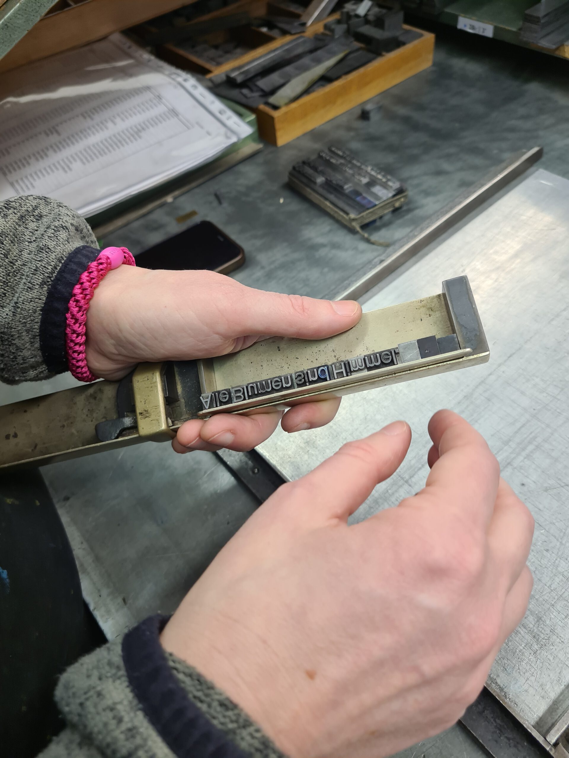 Workshop Druck-dich-aus, im Museum für Druckkunst, Winkelhaken